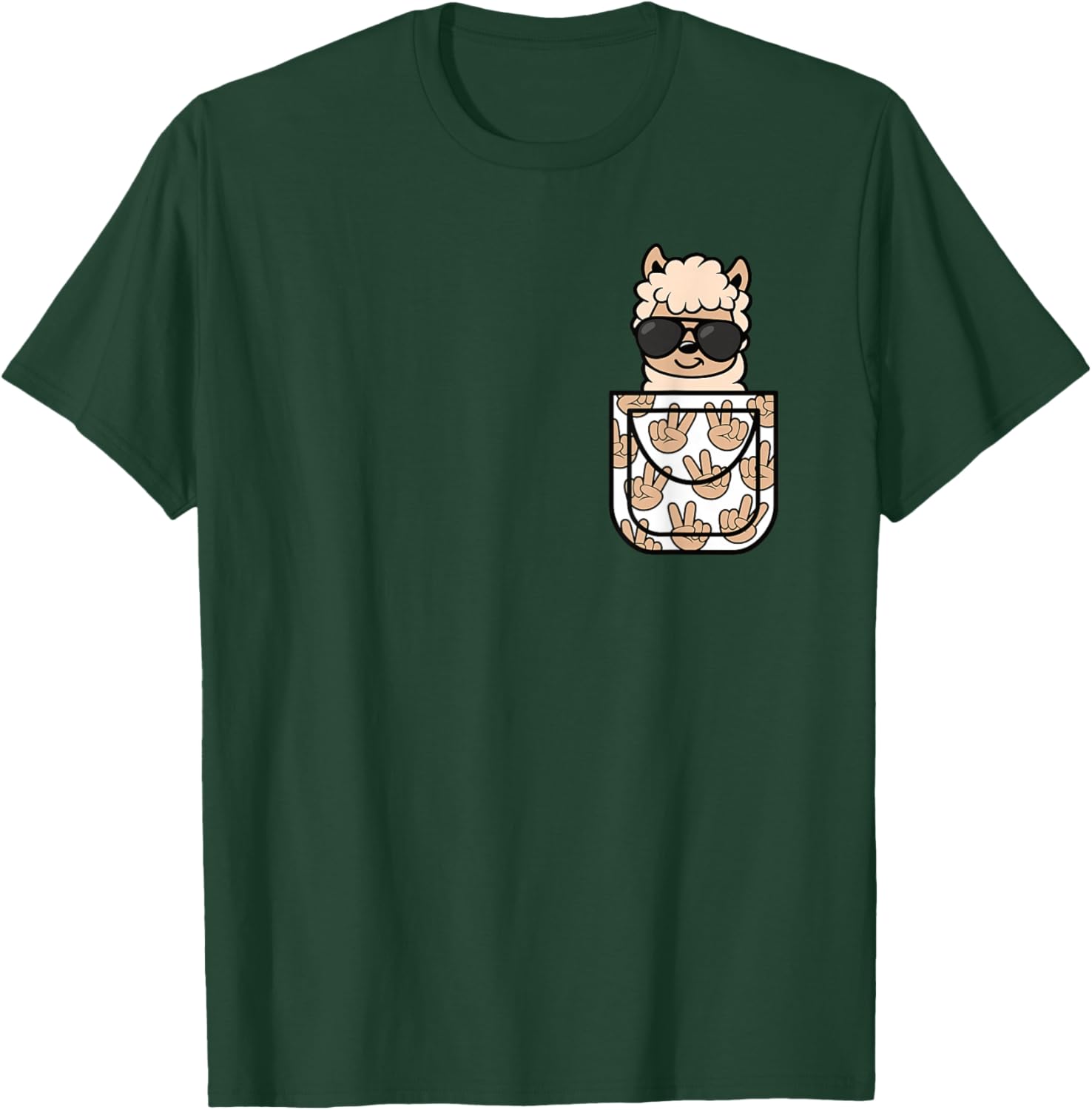 Funny Llama Pocket Men Women Kids T-Shirt - T-Shirt | Forest