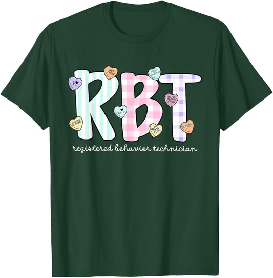 RBT Registered Behavior Technician Valentine Day ABA Therapy T-Shirt - T-Shirt | Forest