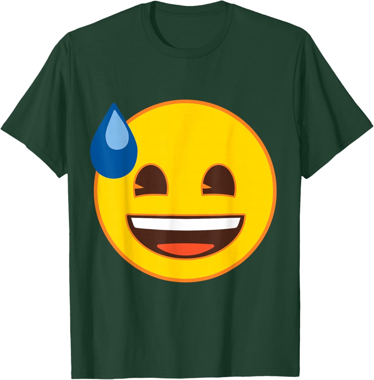 Official Emoji Sweat Laughing Yellow Smile Face T-Shirt - T-Shirt | Forest