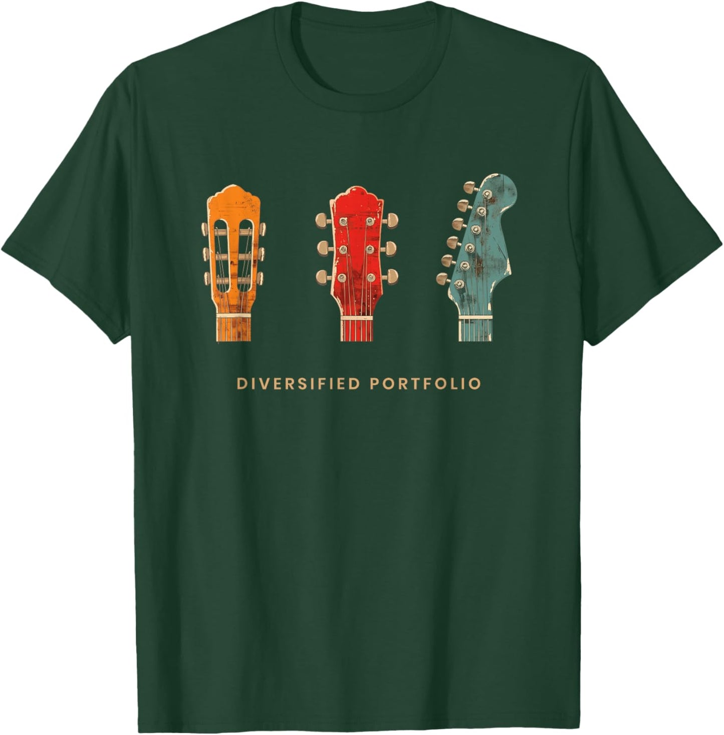 Diversified Portfolio Headstocks Men Women Guitar Graphic T-Shirt - T-Shirt | Forest