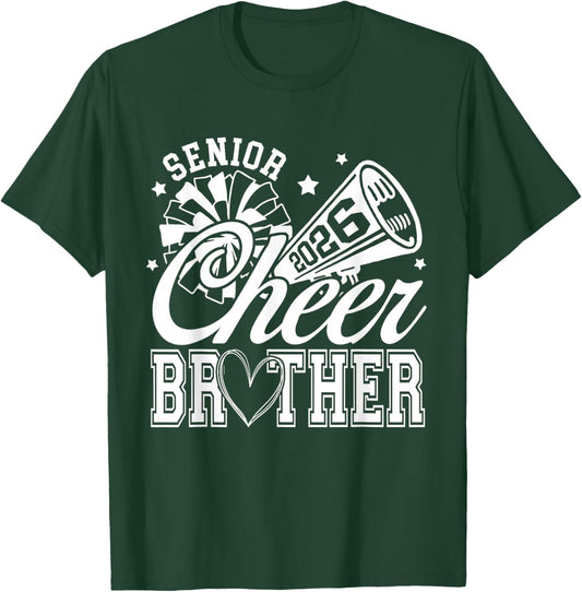 Senior Cheer Brother 2026 Proud Cheerleader Brother T-Shirt - T-Shirt | Forest