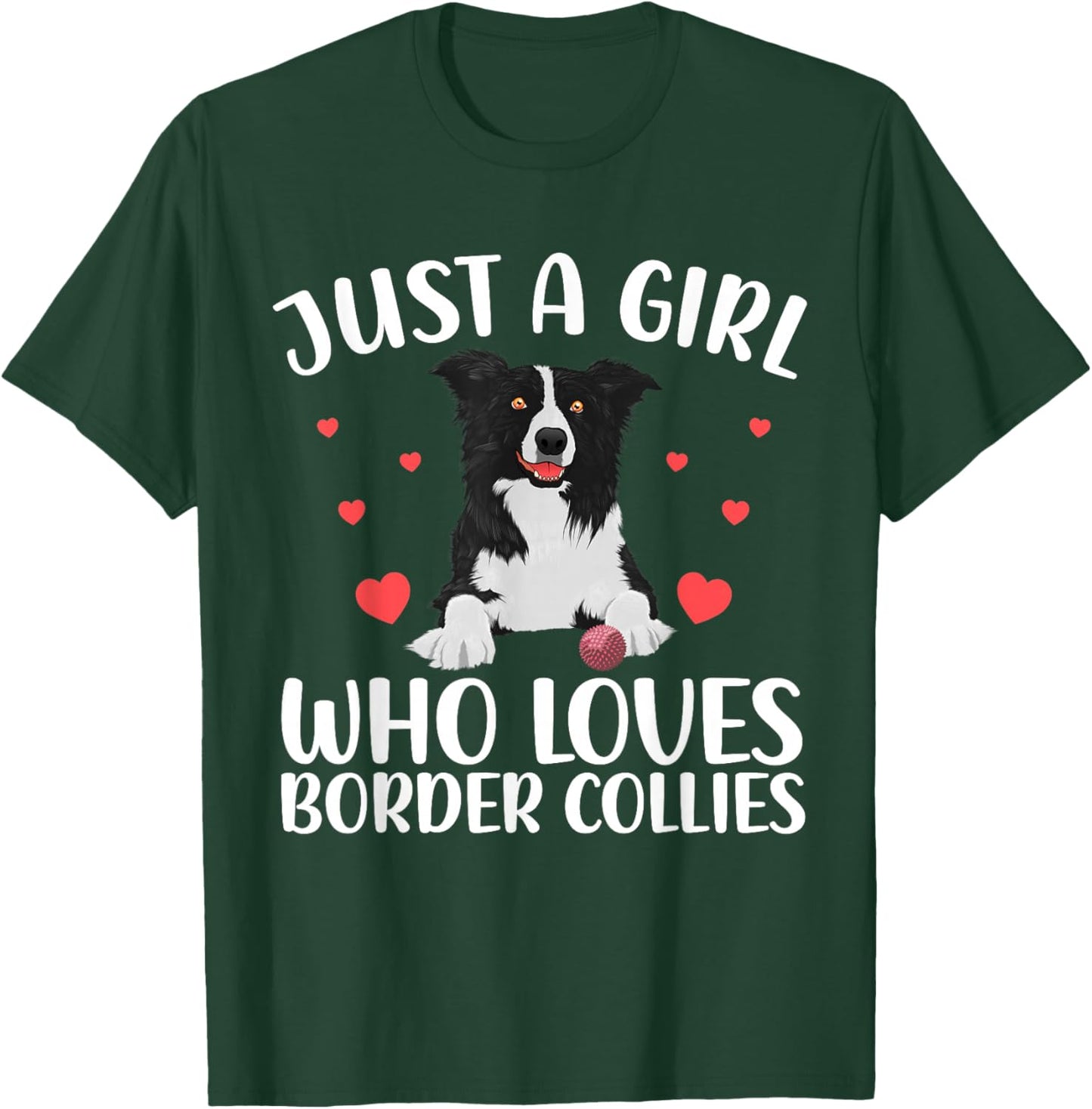 Border Collie Design Girls Dog Border Collie Lover T-Shirt - T-Shirt | Forest