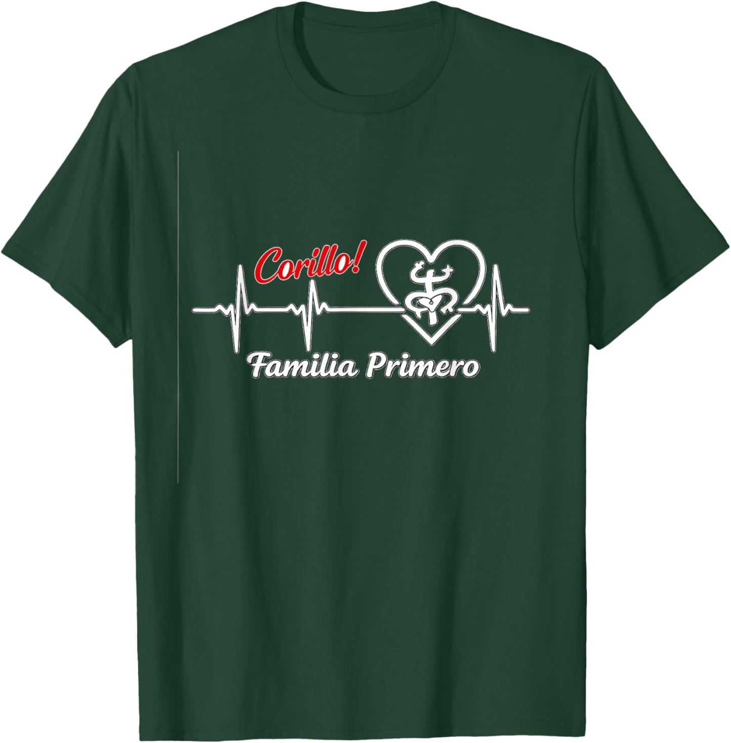 Corillo Familia Primero Puerto Rican Heartbeat Design T-Shirt - T-Shirt | Forest