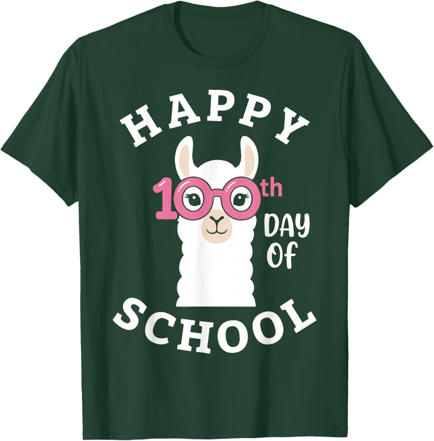 Happy 100th Day of School Llama Teacher Student T-Shirt - T-Shirt | Forest
