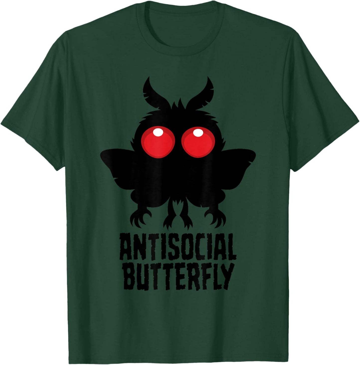Antisocial Butterfly Mothman Cryptid with Big Red Eyes T-Shirt - T-Shirt | Forest