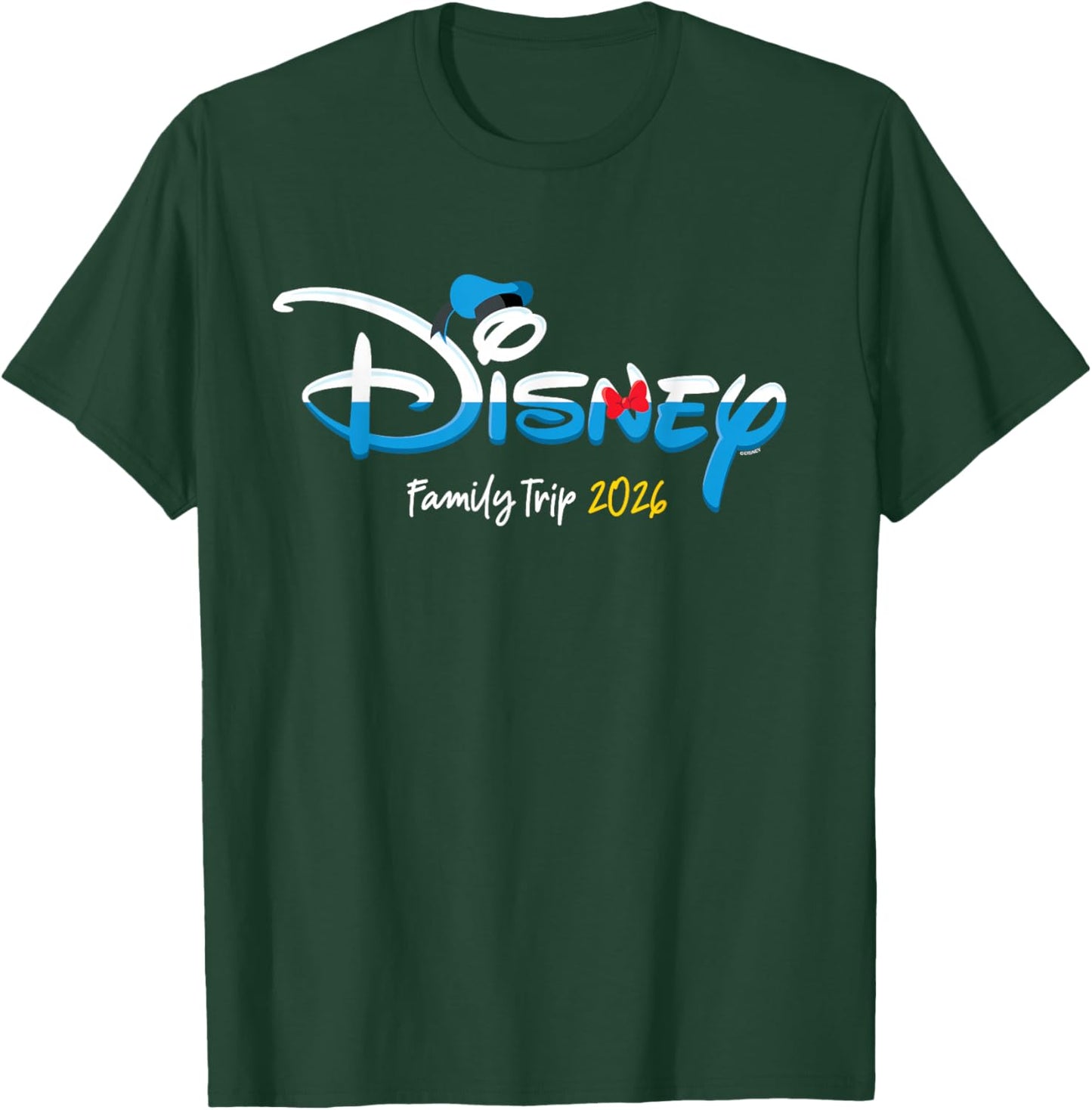 Disney Donald Duck Script Logo Family Trip 2026 Vacation T-Shirt - T-Shirt | Forest