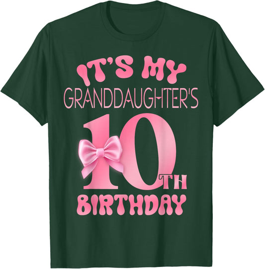 It's My Granddaughter's 10th Birthday Girl Pink Party Themes T-Shirt - T-Shirt | Forest