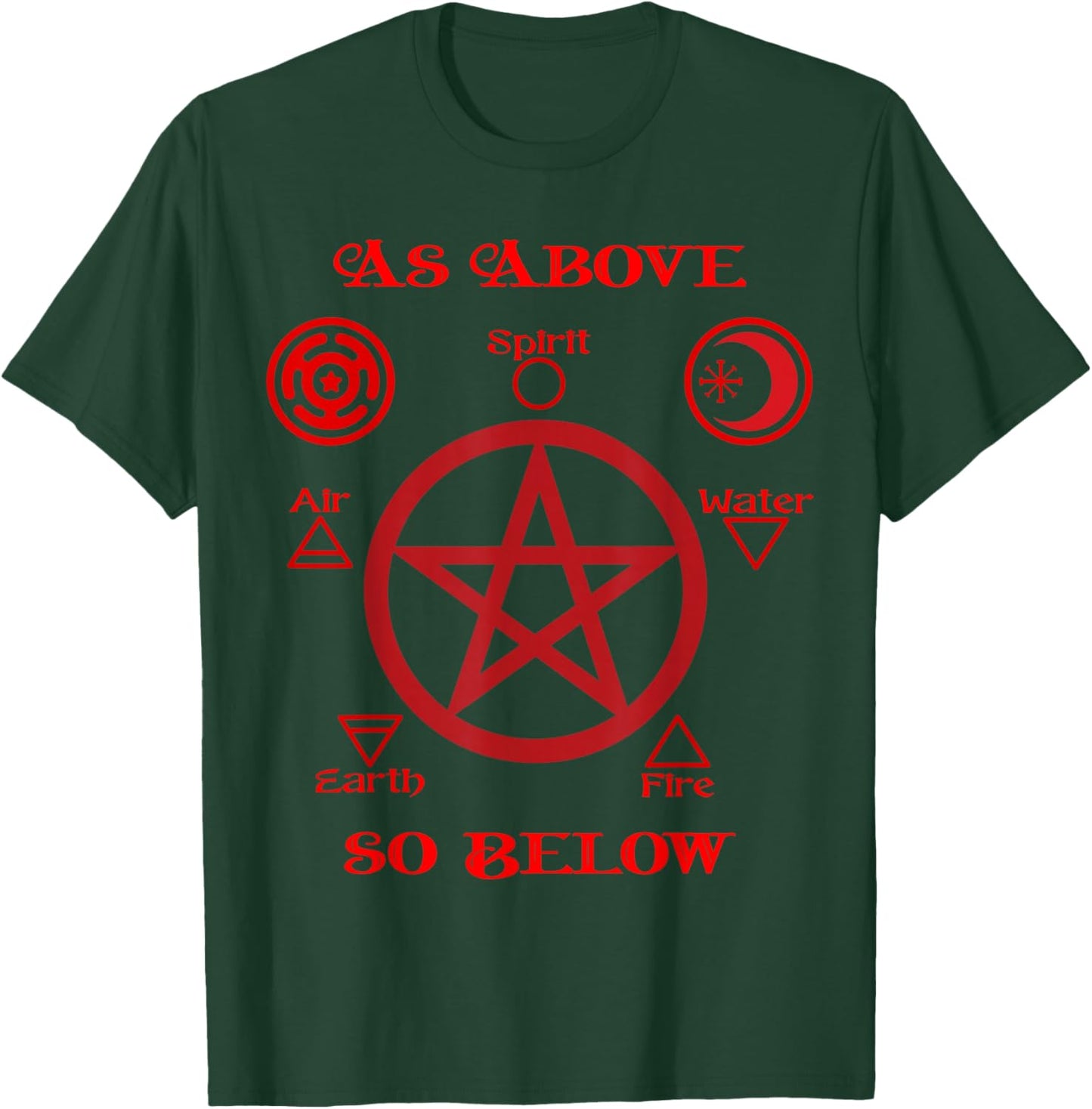 Pentagram Hecate Wheel Wicca Spirit Over Matter Witchcraft T-Shirt - T-Shirt | Forest