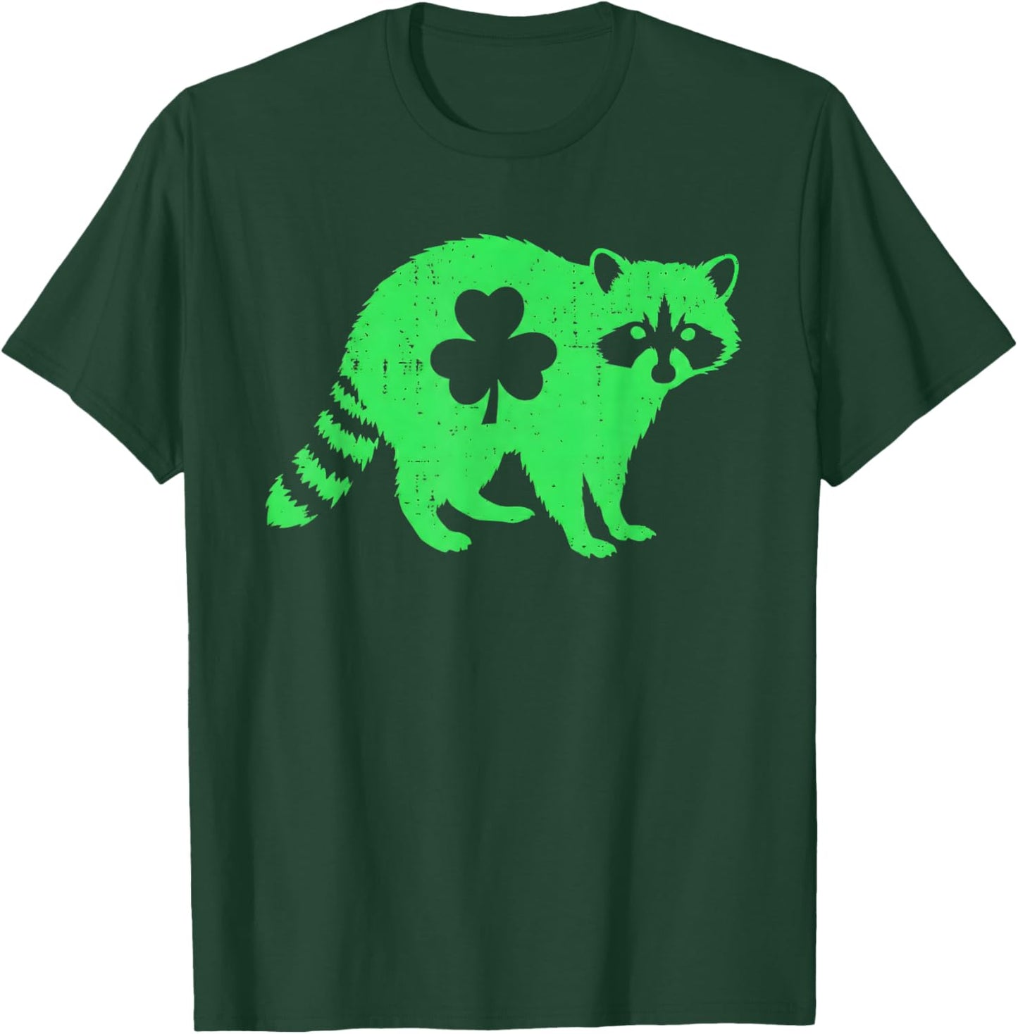 St Patricks Day Raccoon Shamrock T-Shirt - T-Shirt | Forest