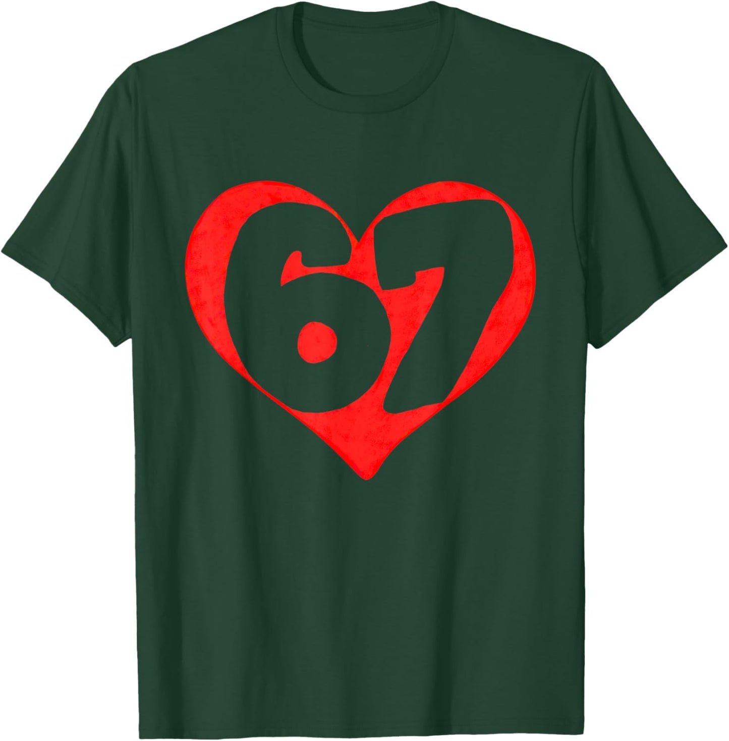 Funny Valentines Heart Silhouette 67 Six Seven Kids Teens T-Shirt - T-Shirt | Forest