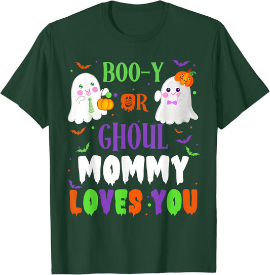 Boo-y Or Ghoul Mommy Loves You Boo Halloween Baby Gender T-Shirt - T-Shirt | Forest