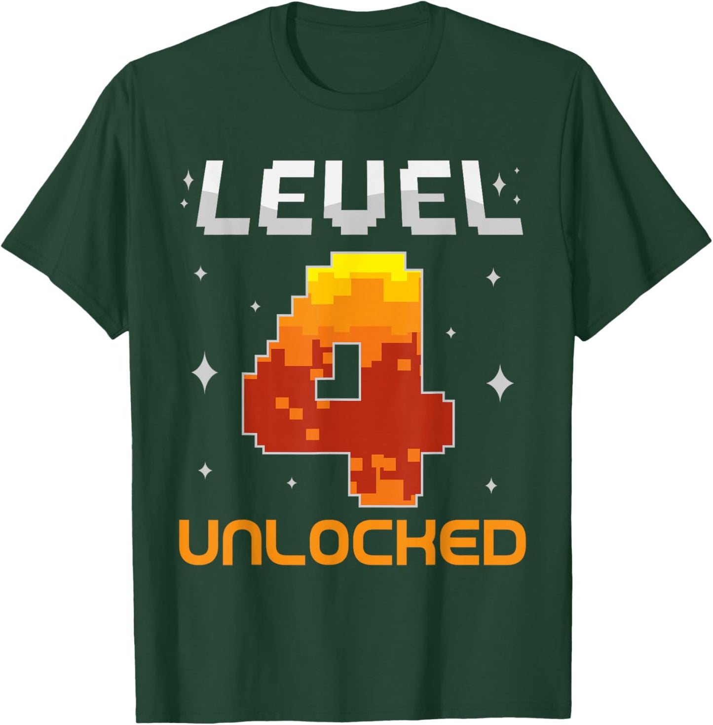 Level 4 Unlocked 4th Birthday Four Years Old Gamer Gaming T-Shirt - T-Shirt | Forest