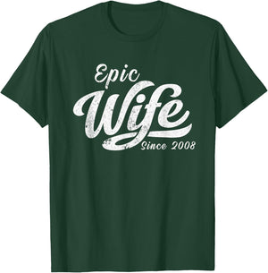 Classic Retro Epic Wife Since 2008 18th Wedding Anniversary T-Shirt - T-Shirt | Forest