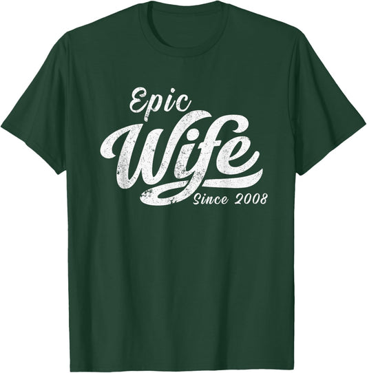 Classic Retro Epic Wife Since 2008 18th Wedding Anniversary T-Shirt - T-Shirt | Forest