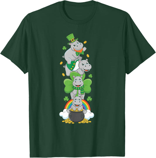 Funny Hippo Hippopotamus St Patricks Day Kids T-Shirt - T-Shirt | Forest
