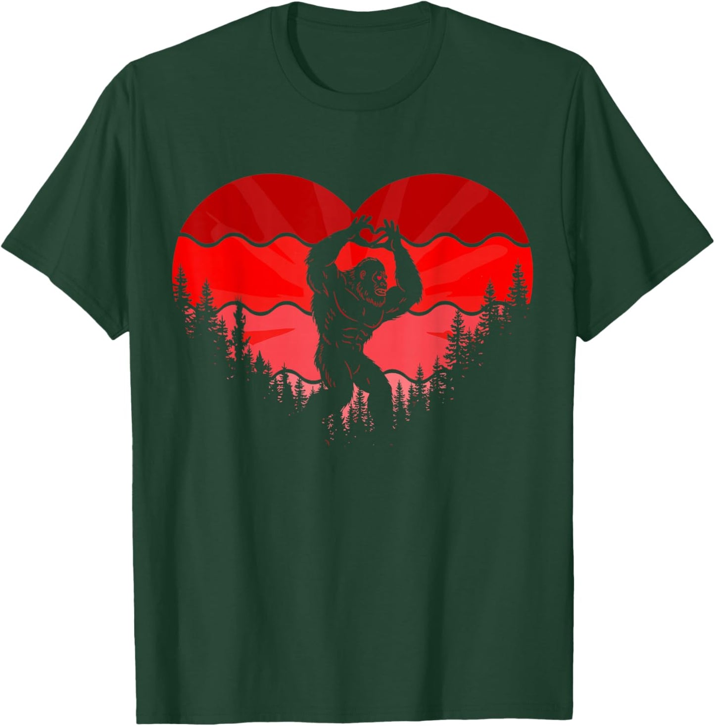 Bigfoot Heart Valentine's Day Boys Girls Kids Love Sasquatch T-Shirt - T-Shirt | Forest