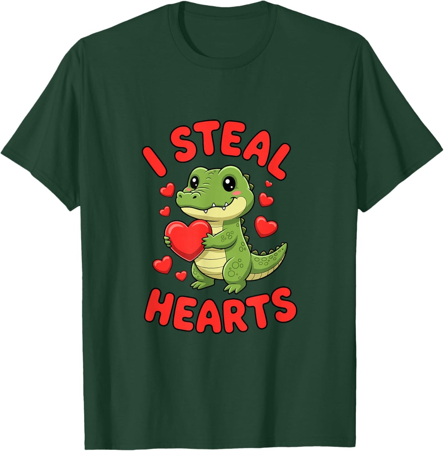 I Steal Hearts Valentine's Day Alligator T-Shirt - T-Shirt | Forest