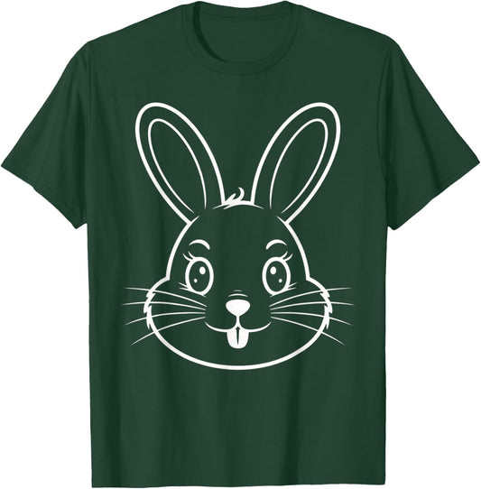 Cute Winking Bunny Face Rabbit Outline Easter T-Shirt - T-Shirt | Forest