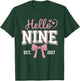 Hello Nine Est 2017 Coquette Bow 9th Birthday Girl T-Shirt - T-Shirt | Forest