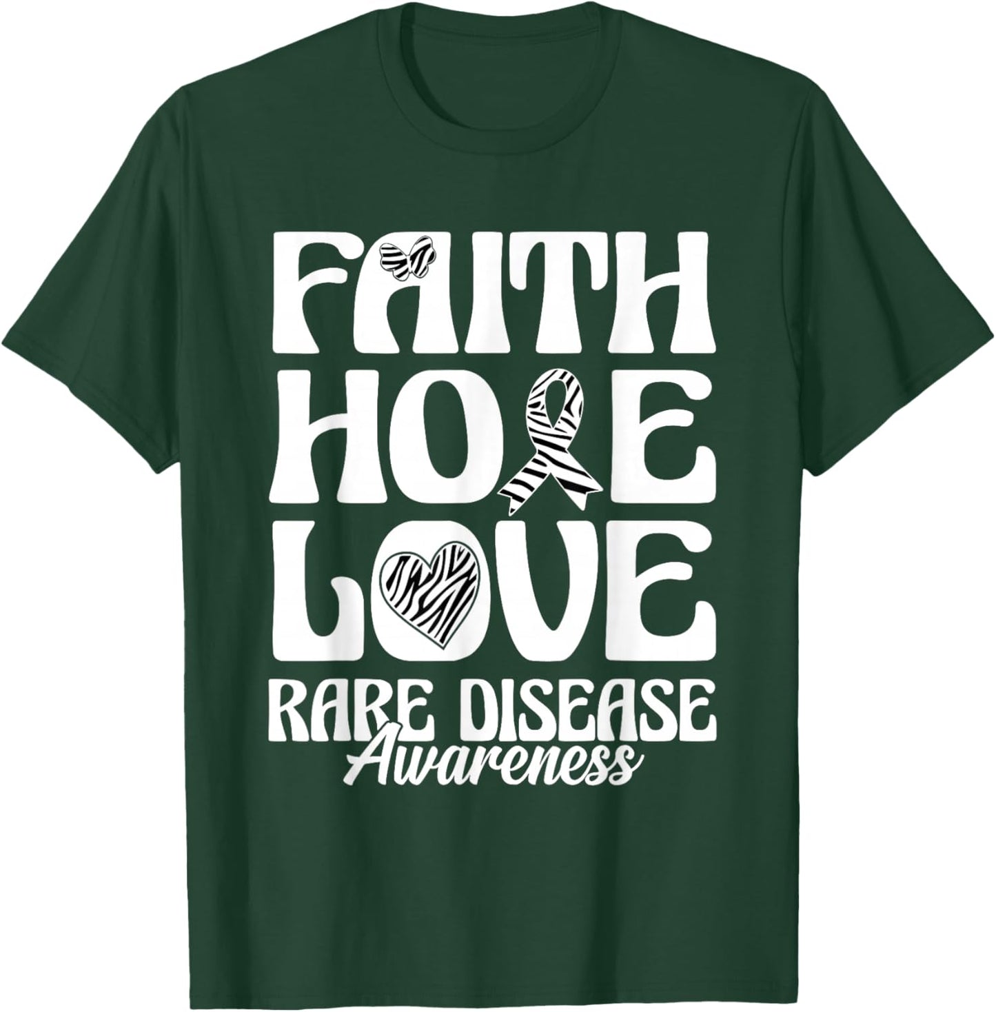 Rare Disease Awareness Faith Hope Love T-Shirt - T-Shirt | Forest