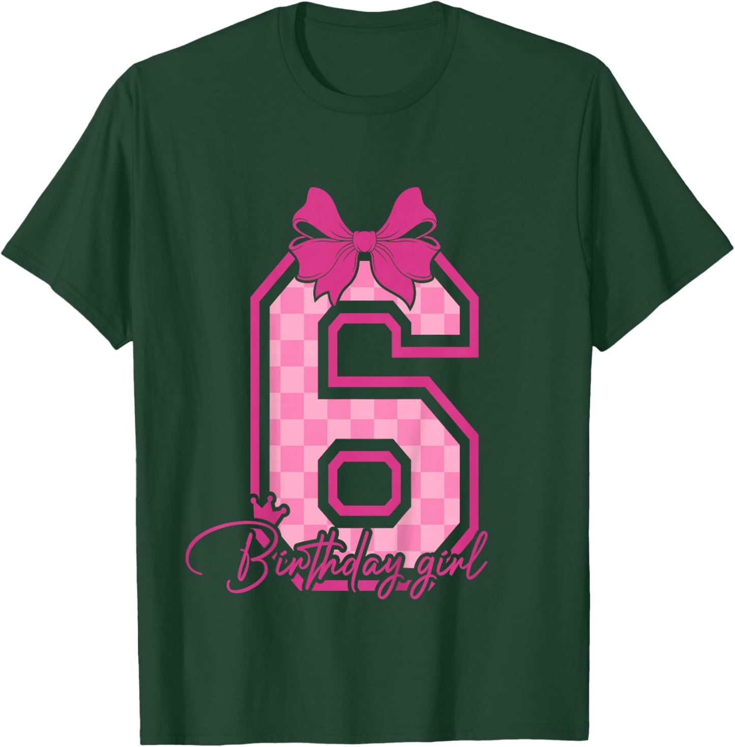 6th Birthday Girl Coquette Pink Bow 6 Year Old Birthday Girl T-Shirt - T-Shirt | Forest