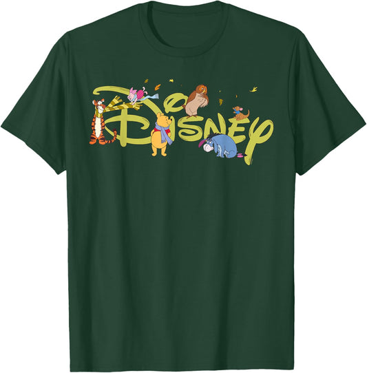 Disney Winnie The Pooh & Friends Script Logo Trip Vacation T-Shirt - T-Shirt | Forest
