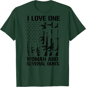 I Love one Woman and Several Guns Design On Back T-Shirt - T-Shirt | Forest