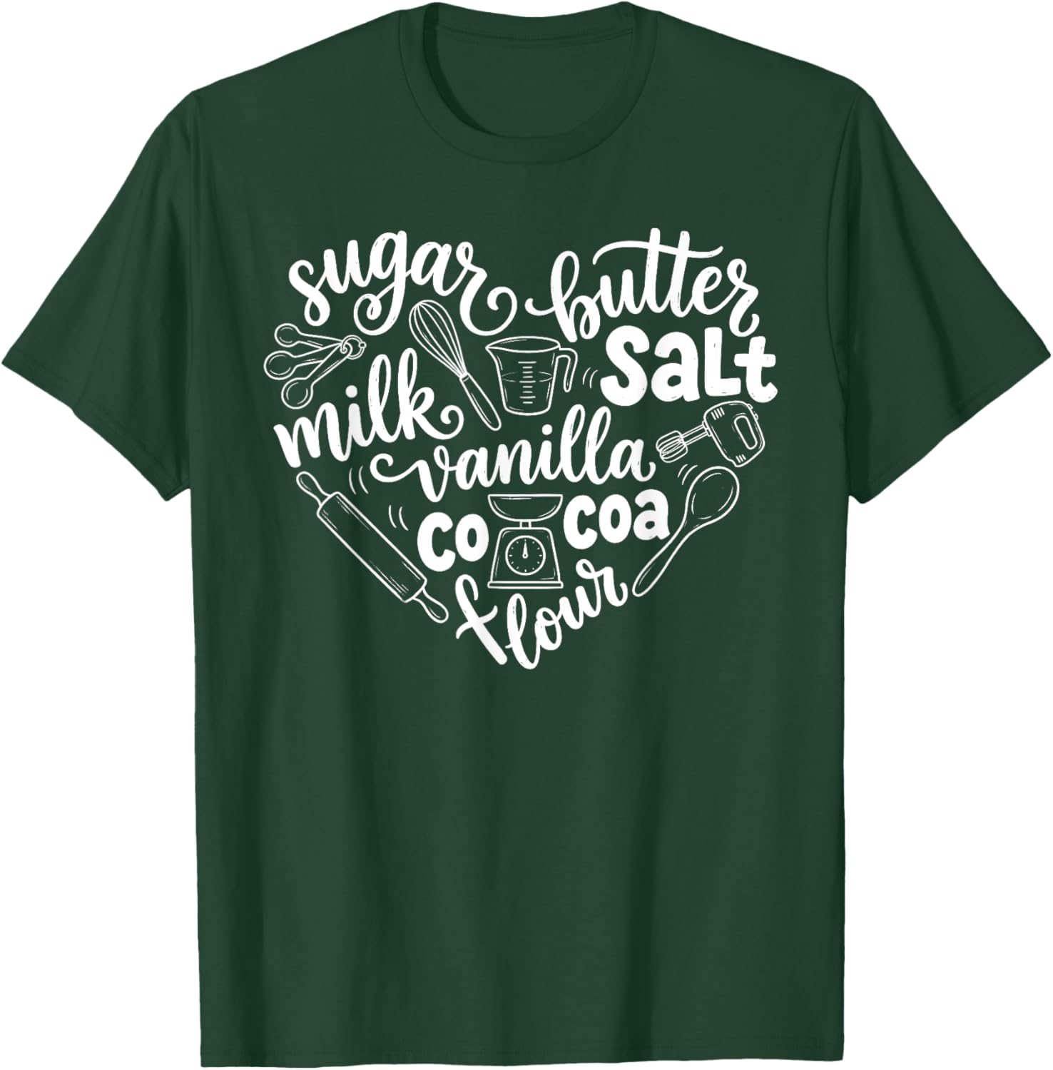 Baking Heart Funny Pastry Chef Baker Baking Cook Women Men T-Shirt - T-Shirt | Forest