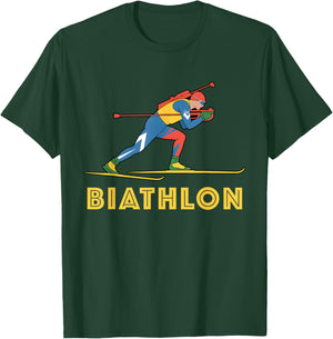 Biathlon Winter Sports Cross Country Skiing Biathlete Design T-Shirt - T-Shirt | Forest