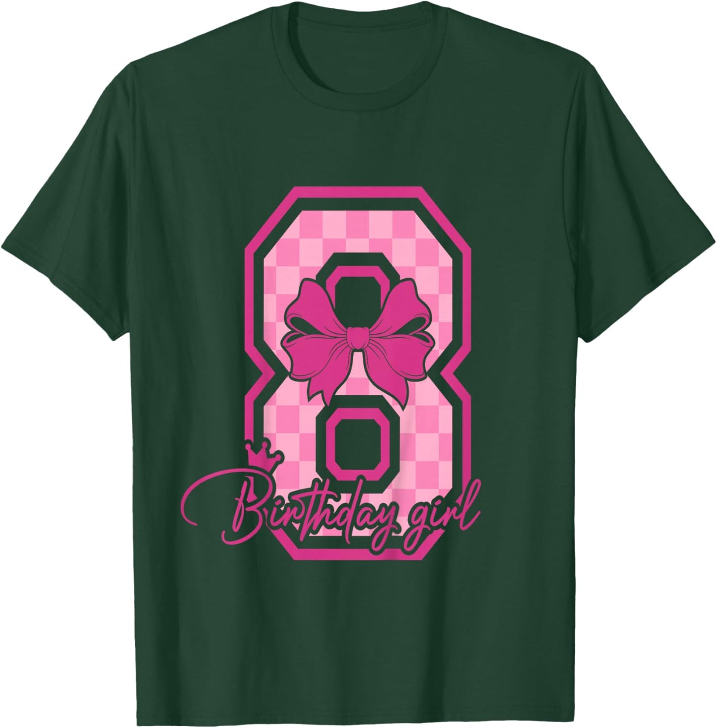 8th Birthday Girl Pink Bow Eight Bday 8 Years Birthday Girl T-Shirt - T-Shirt | Forest