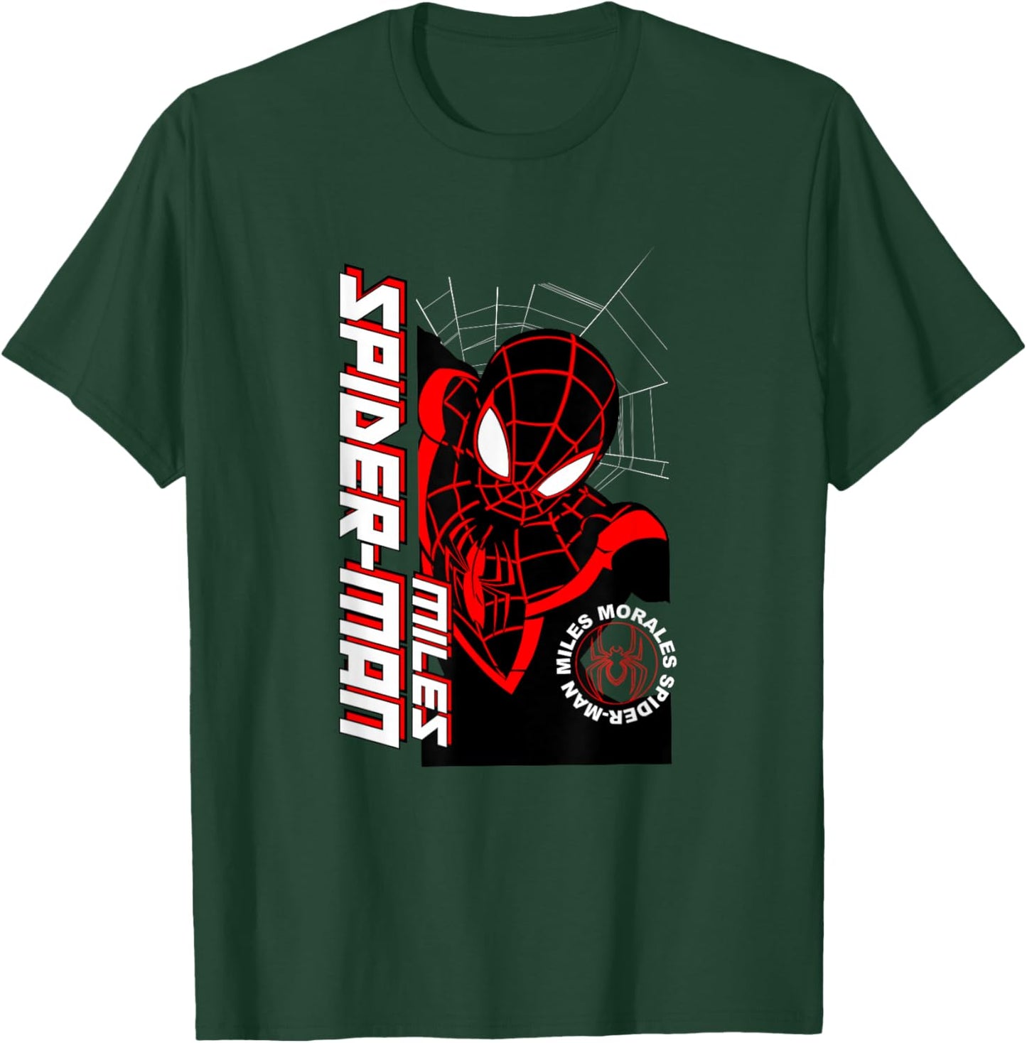 Marvel Comics Spider-Man Miles Morales Red Web Action T-Shirt - T-Shirt | Forest