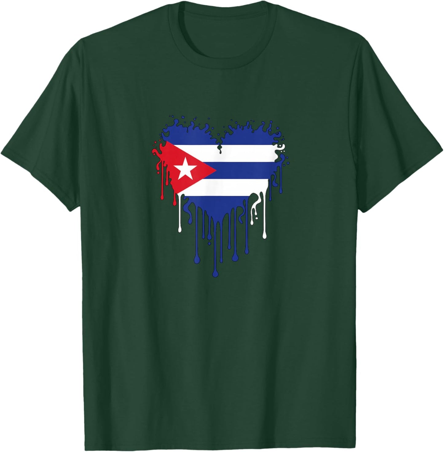 Cuba Flag Heart Drip Hispanic Heritage Cuban Pride T-Shirt - T-Shirt | Forest