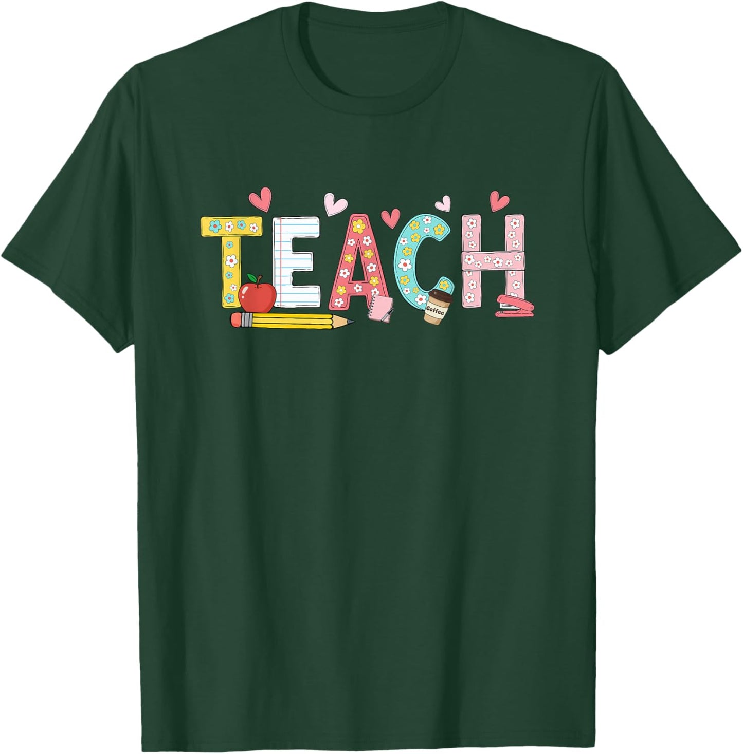 Teach Back to School Cute Teacher Teachers T-Shirt - T-Shirt | Forest