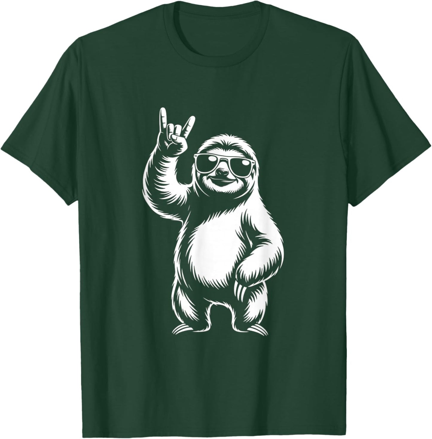 Funny Retro Sloth Rock Music Animal Lover Gifts T-Shirt - T-Shirt | Forest