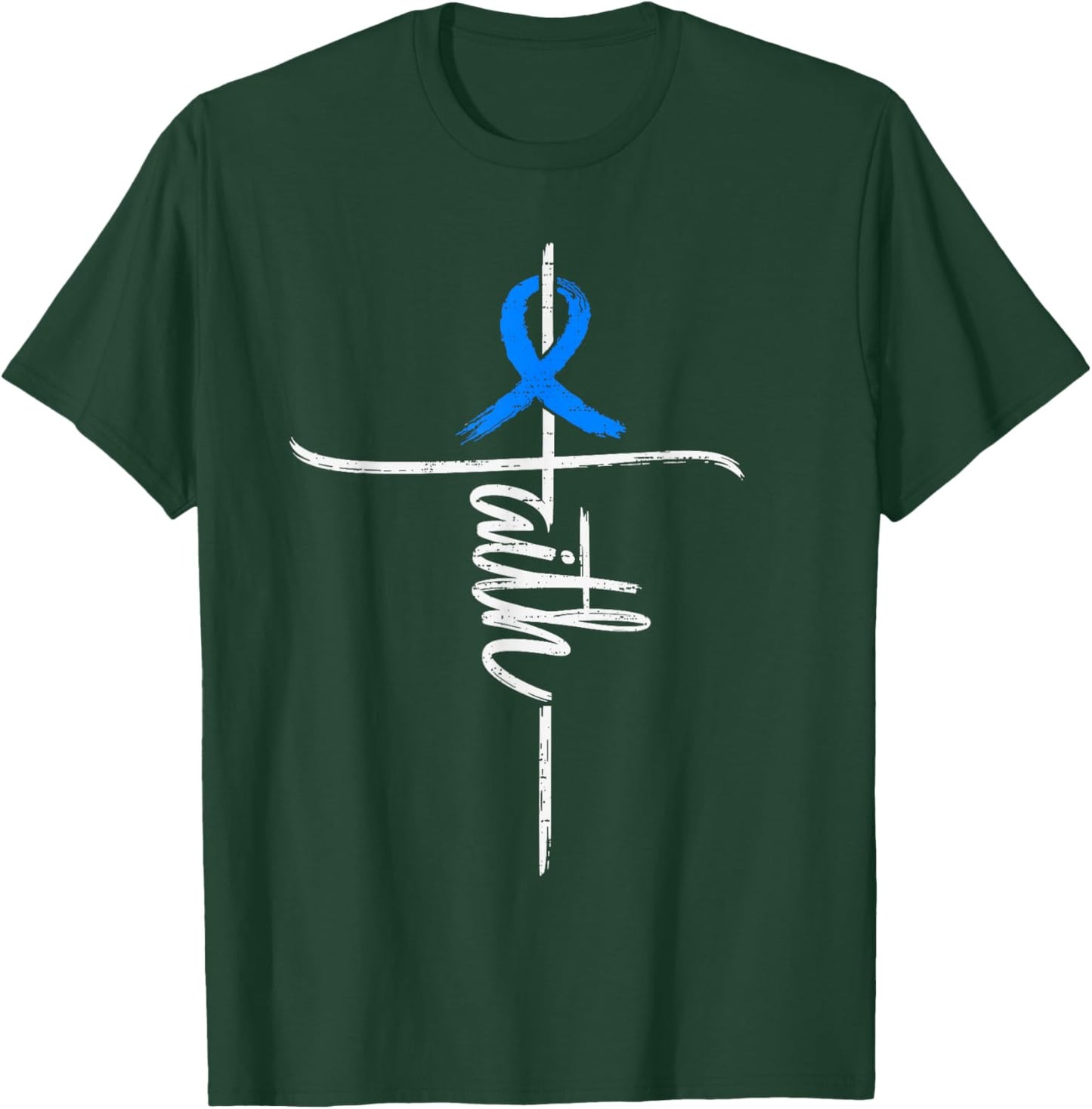 Faith Type 1 Diabetes Awareness T1D Christian Ribbon Blue T-Shirt - T-Shirt | Forest