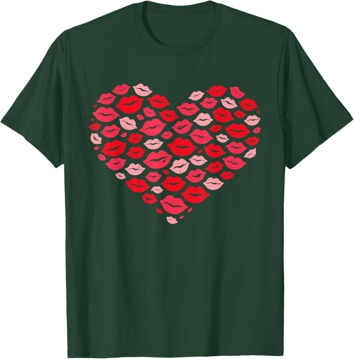 Kiss Lips Heart Valentine Love Valentines Day Girls T-Shirt - T-Shirt | Forest