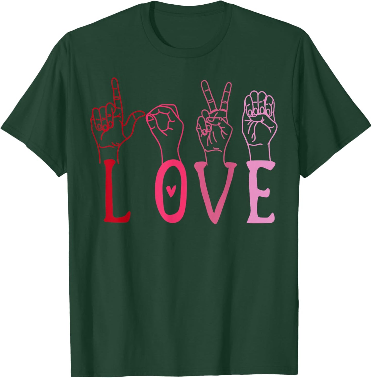 Vintage Valentine's Day Sign Language ASL Love Gift T-Shirt - T-Shirt | Forest