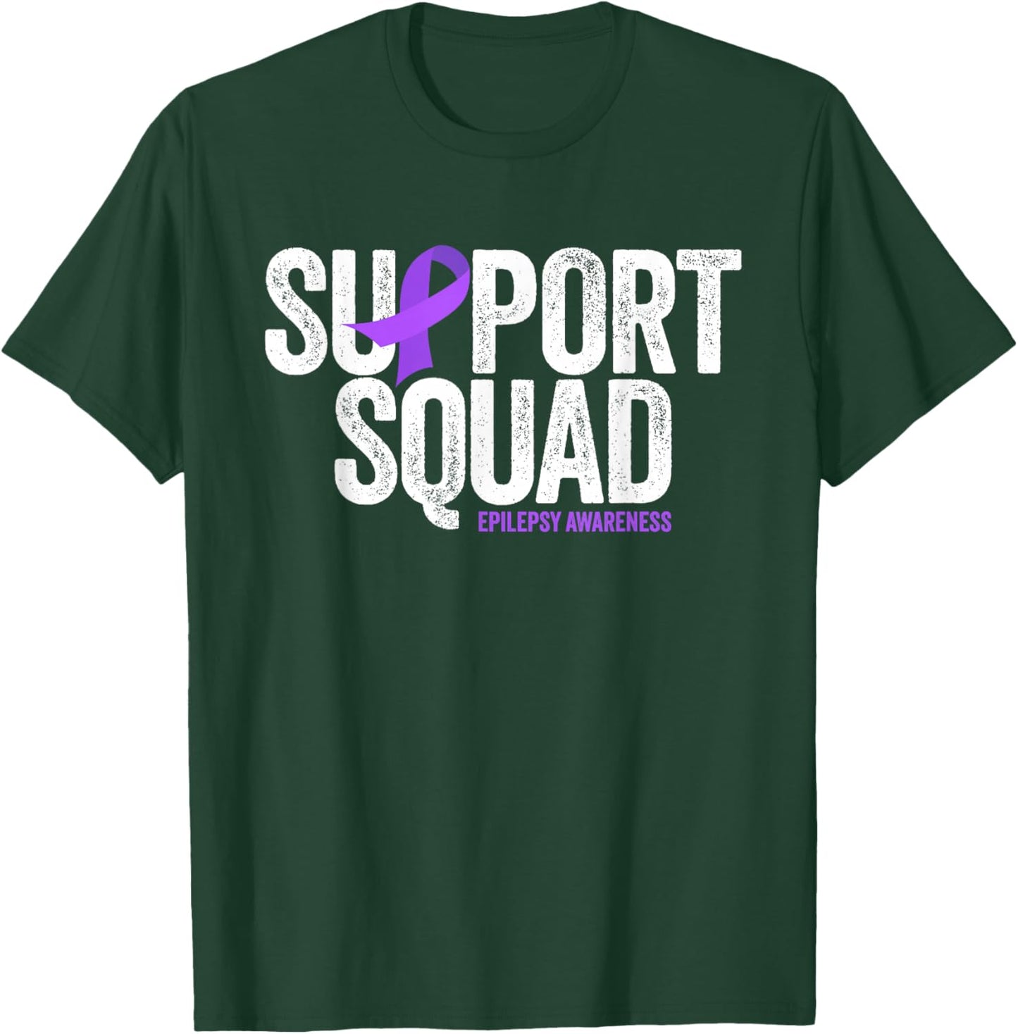 Epilepsy Awareness Month Family Support Squad Distressed T-Shirt - T-Shirt | Forest