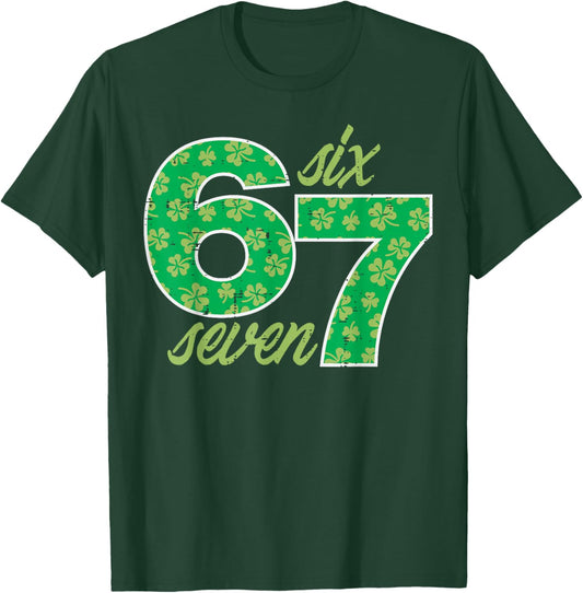 6 7 St Patricks Day Six Seven 67 Meme Teacher Kids Youth Boy T-Shirt - T-Shirt | Forest