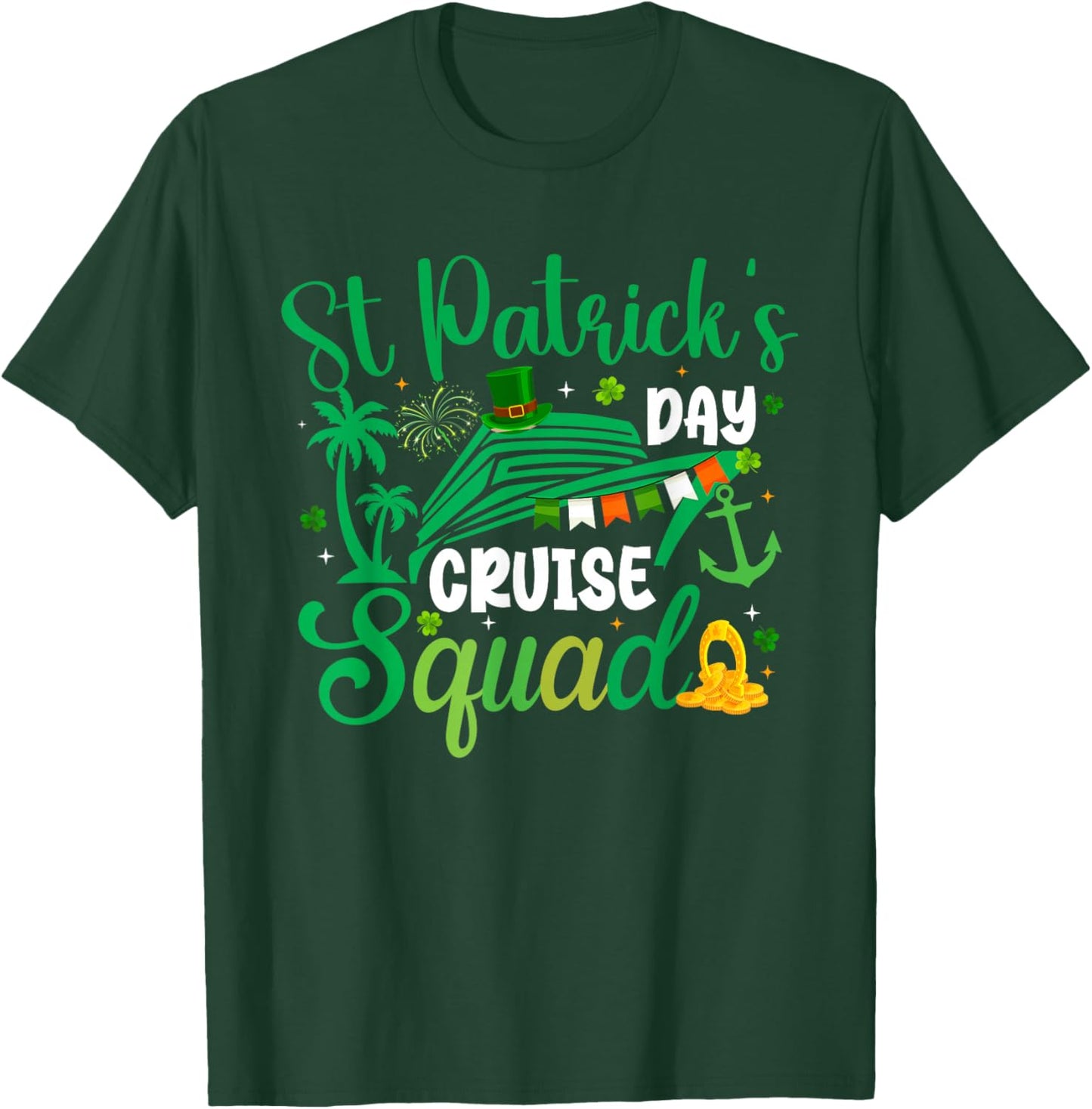 Funny St. Patrick’s Day Cruise Vacation Group Outfit T-Shirt - T-Shirt | Forest