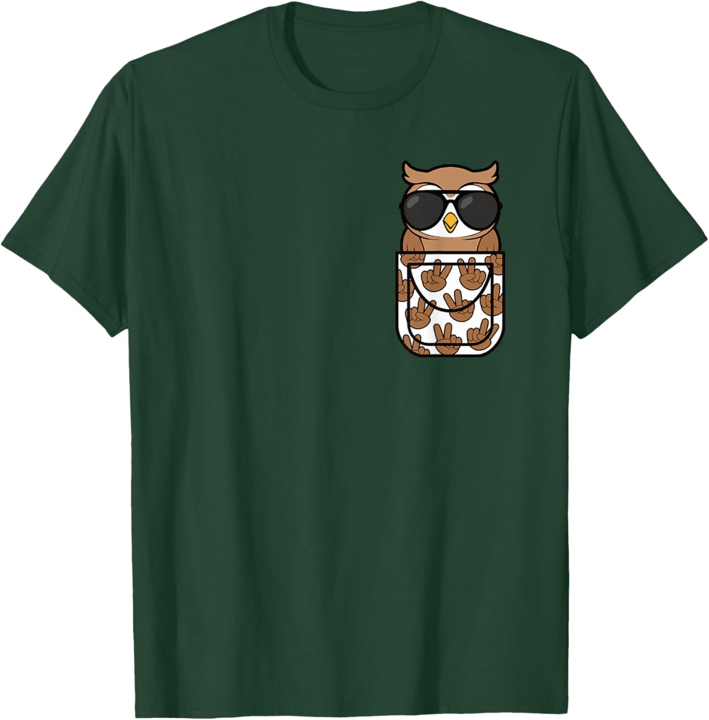 Funny Owl Pocket Men Women Kids T-Shirt - T-Shirt | Forest