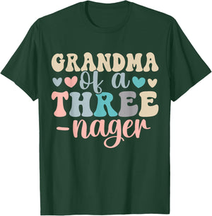 Grandma of A Threenager 3rd Birthday Matching Family Boho T-Shirt - T-Shirt | Forest