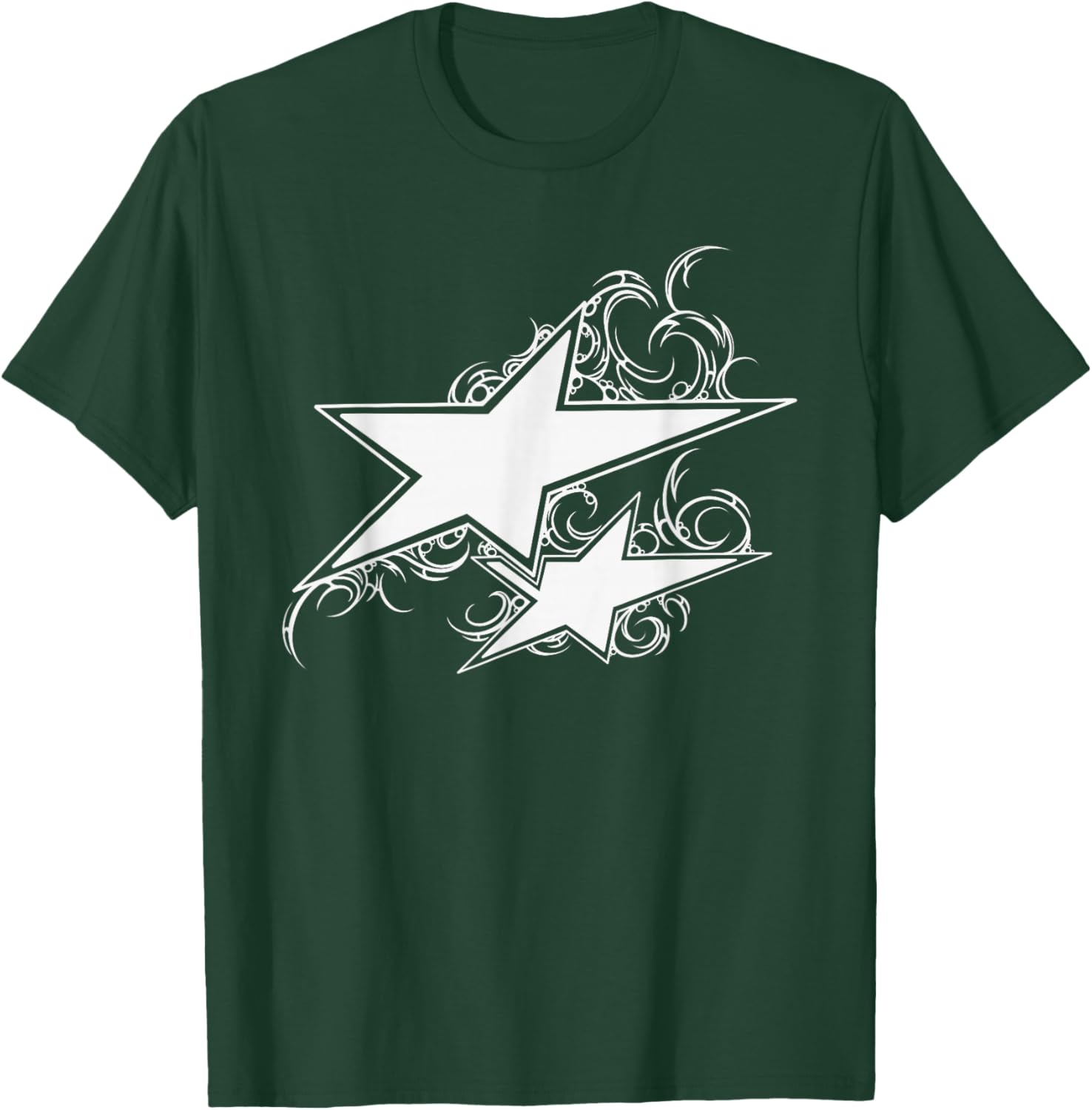 Y2K 90s Tattoo STYL Double Star T-Shirt - T-Shirt | Forest