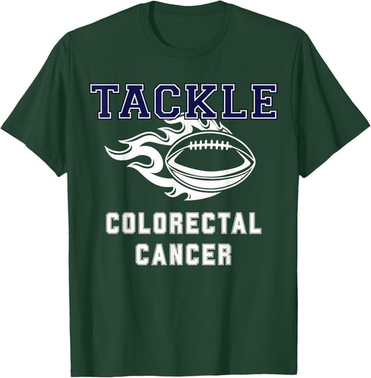 Tackle Colorectal Cancer Awareness Football T-Shirt - T-Shirt | Forest