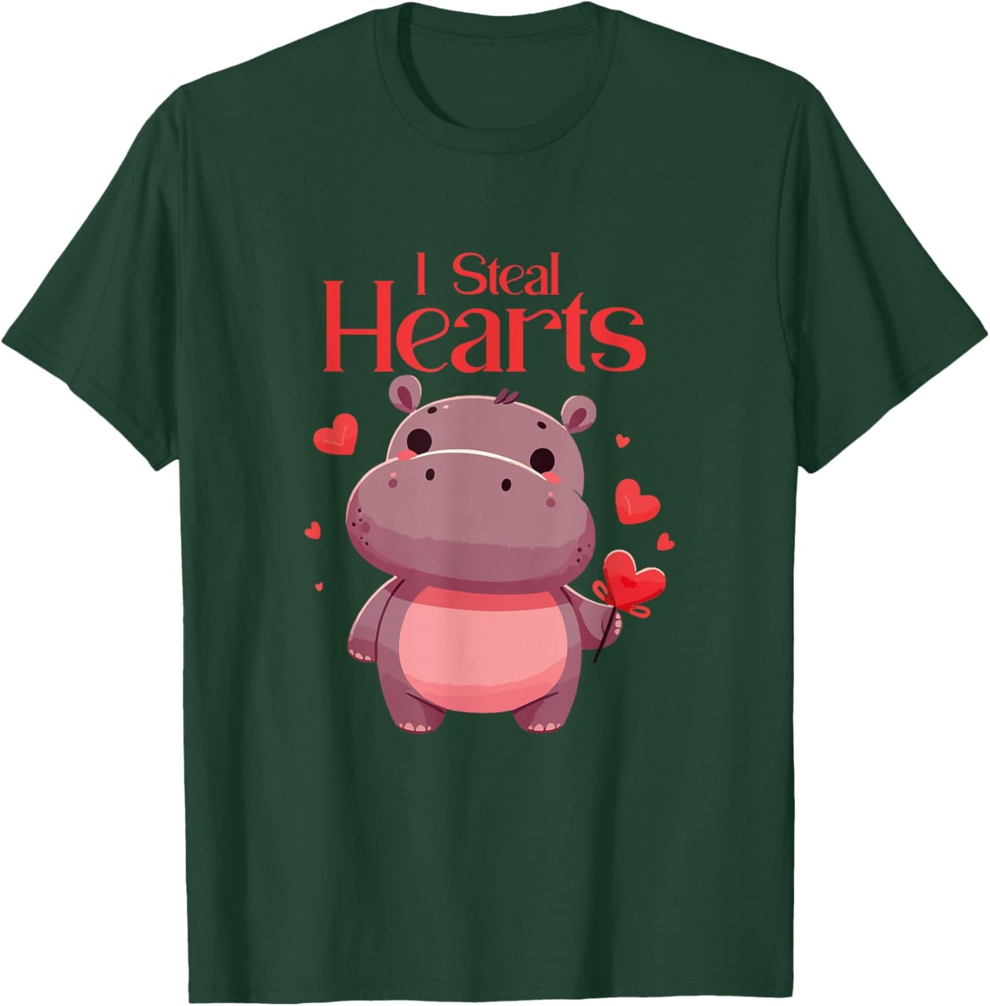 Cute Valentine Heart for Love Couples: Hippo Hippopotamus T-Shirt - T-Shirt | Forest