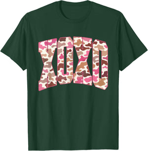 Retro Distressed Camo XOXO Valentine Love Be Mine Cute Girly T-Shirt - T-Shirt | Forest