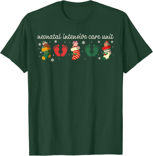 NICU Nurse Neonatal Intensive Care Unit Christmas Mom Baby T-Shirt - T-Shirt | Forest