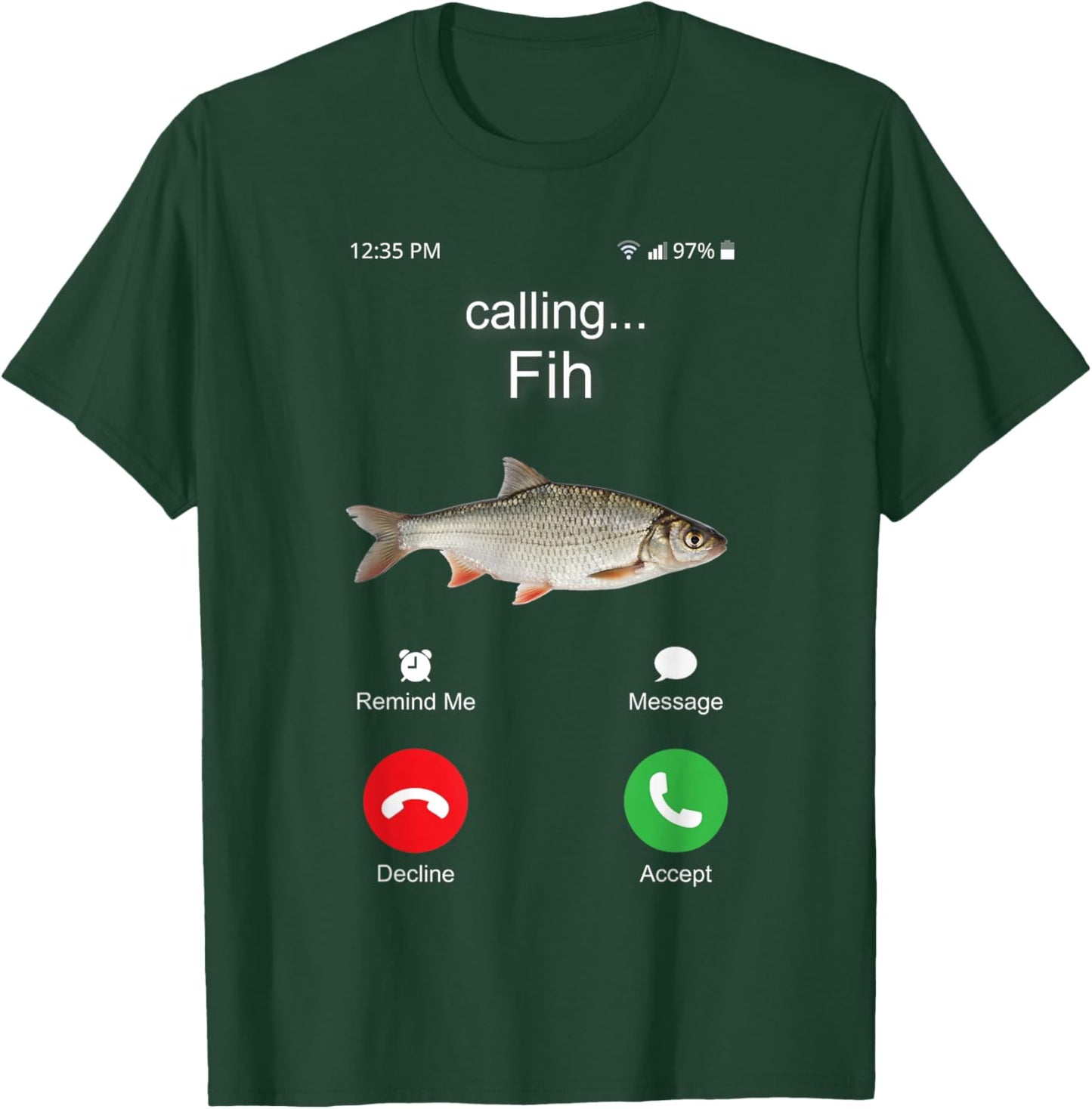 Funny Fih Calling Meme Brainrot Silly Fish Misspelled Joke T-Shirt - T-Shirt | Forest