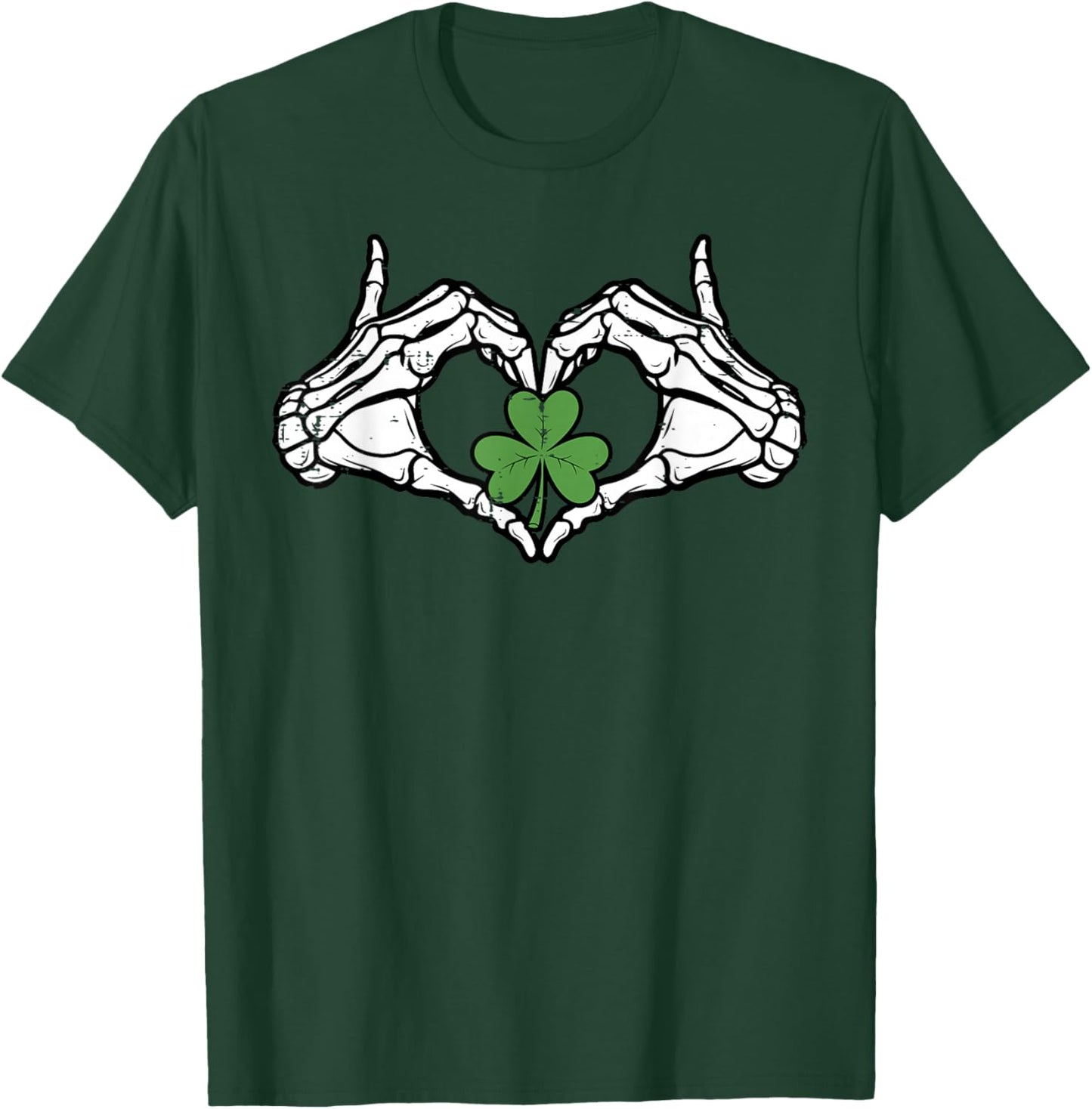St Patricks Day Skeleton Hand Heart Saint Pattys Men Women T-Shirt - T-Shirt | Forest
