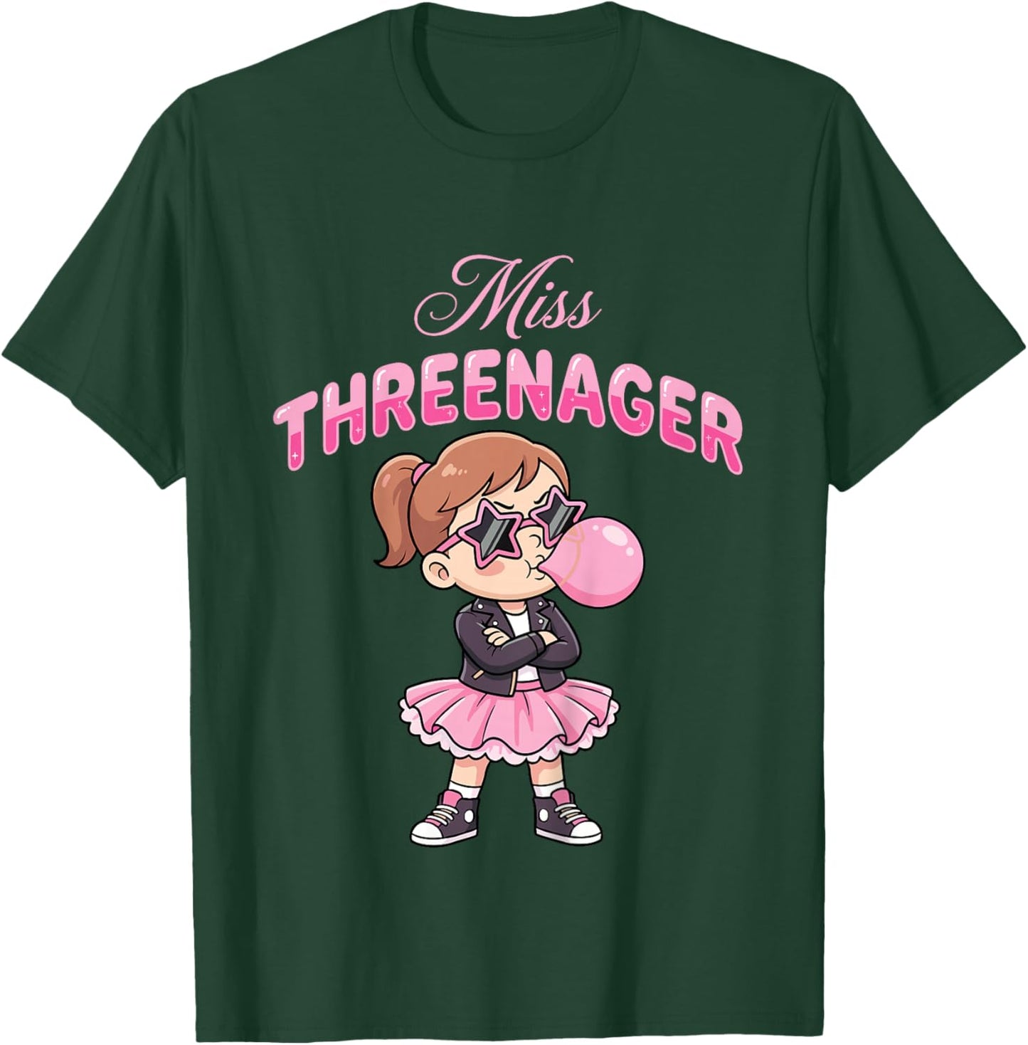 Funny Miss Threenager 3rd Birthday 3 Years Girls T-Shirt - T-Shirt | Forest